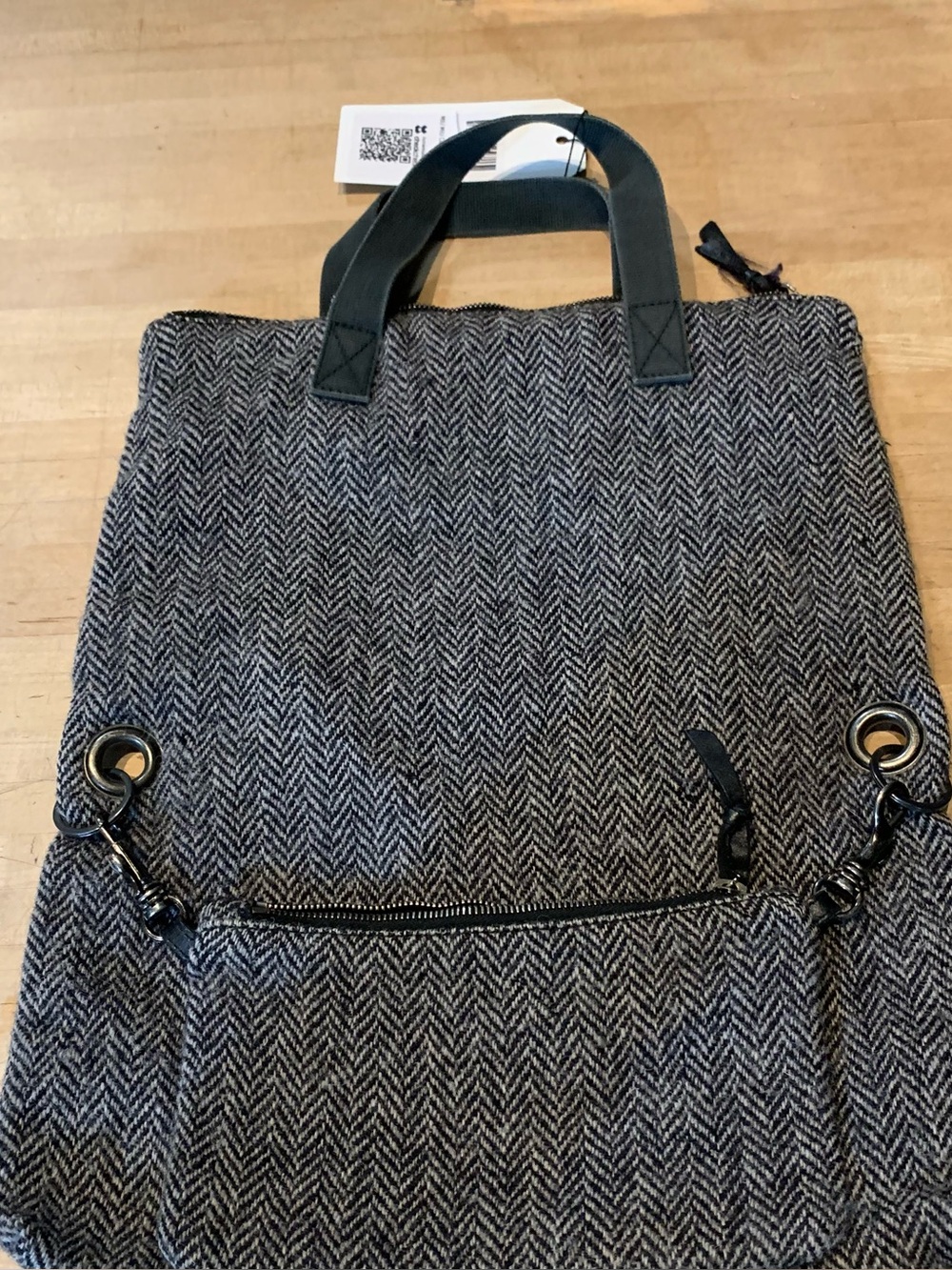 Miu Miu black/white  wool chevron print Tote Bag great winter in NY tote